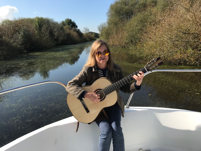 composing on canal boat