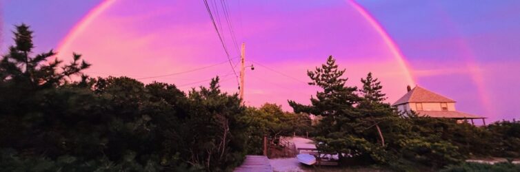 rainbow and pink sky