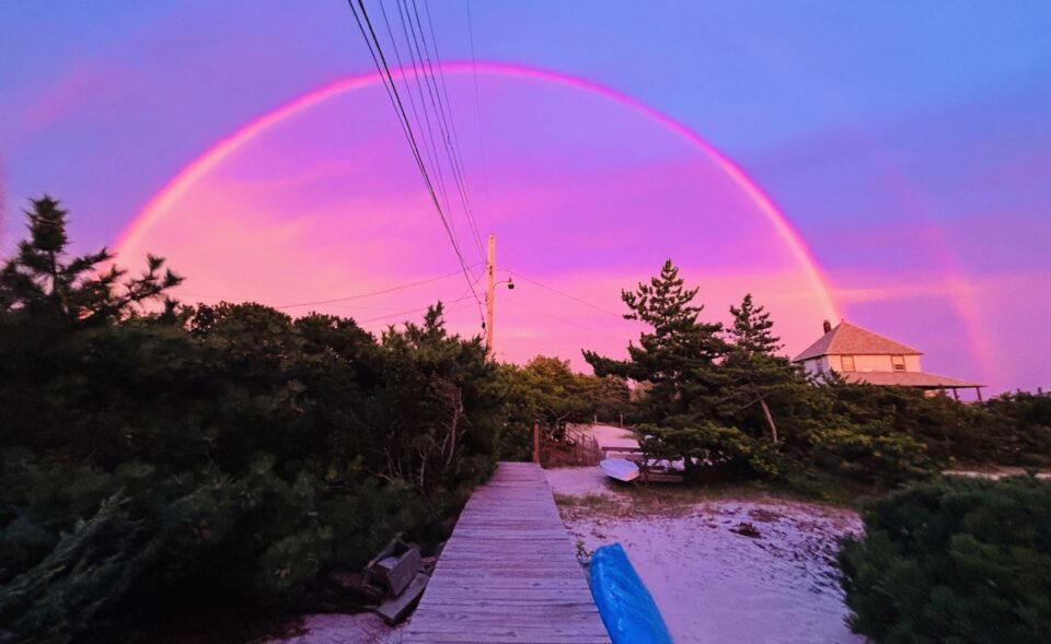 rainbow and pink sky